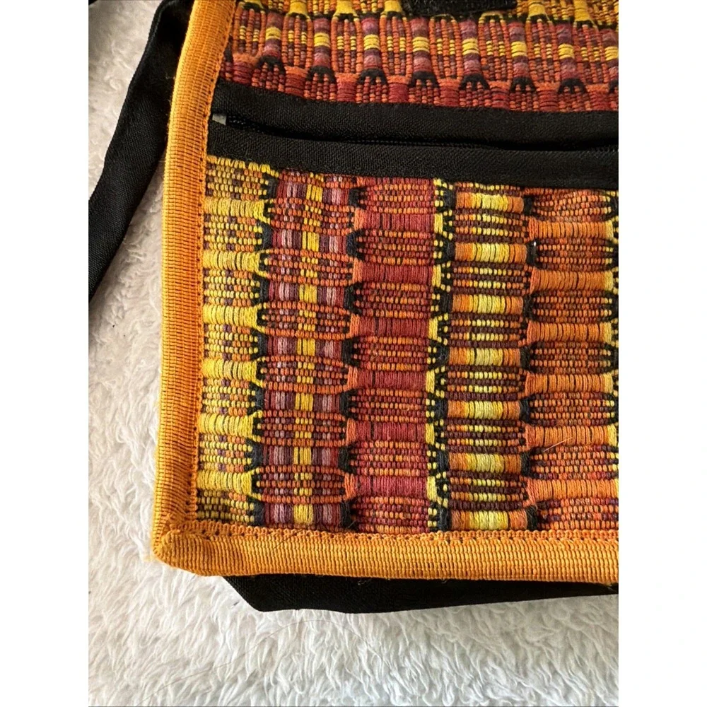 Colorful Woven Crossbody Bag Boho Festival Travel Purse Multi Pocket Bohemian